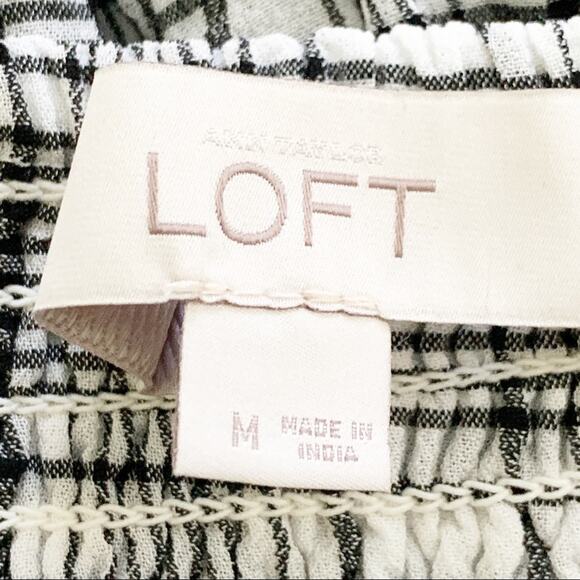 Ann Taylor LOFT Top Blouse Plaid Lace Off-The-Shoulder Top Blouse Size Medium - Picture 3 of 12